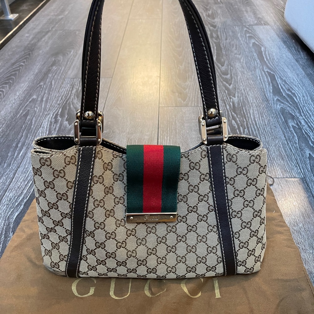 Gucci Medium Web Tote Used Once Pristine Condition - image 1